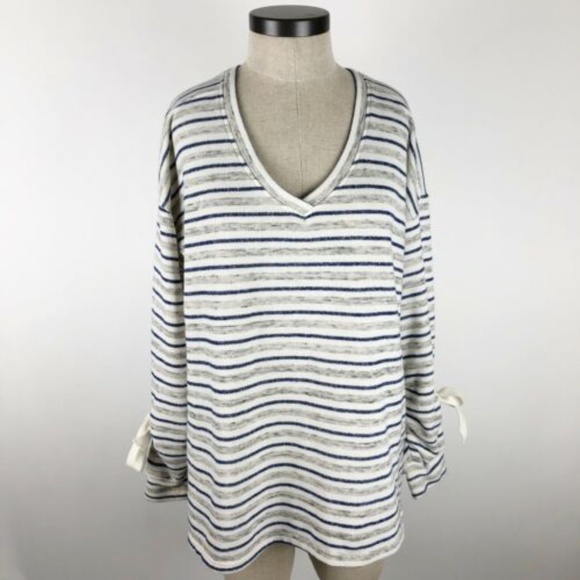 Democracy Oversized Lace Up Detail Striped Shirt - Picture 3 of 11